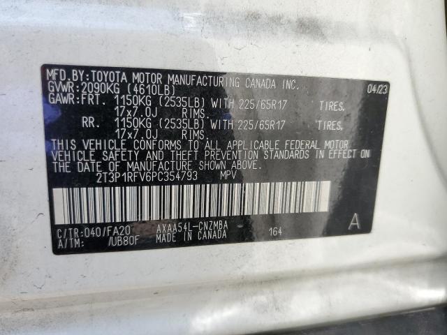 2T3P1RFV6PC354793 - 2023 TOYOTA RAV4 XLE WHITE photo 12