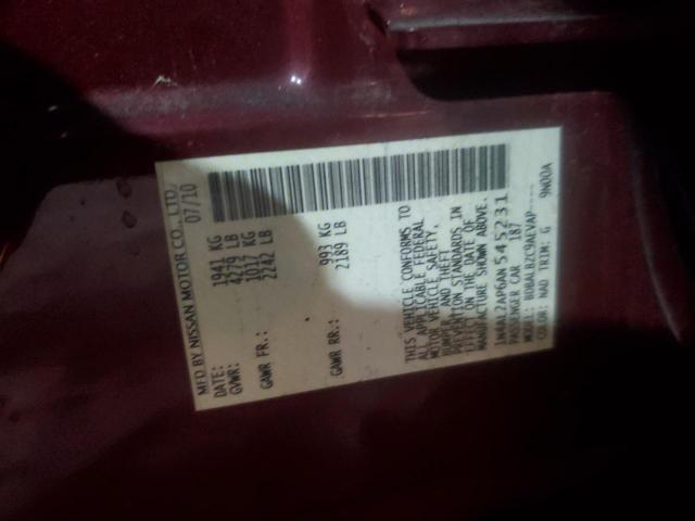 1N4AL2AP6AN545231 - 2010 NISSAN ALTIMA BASE Czerwony zdjęcie 13