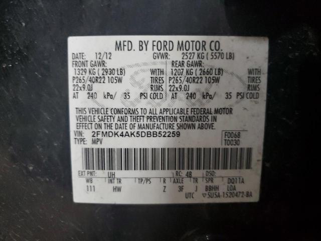 2FMDK4AK5DBB52259 - 2013 FORD EDGE SPORT BLACK photo 13