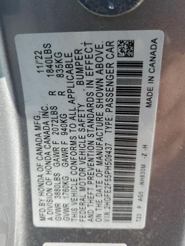 2HGFE2F55PH509437 - 2023 HONDA CIVIC SPORT ვერცხლისფერი ფოტო 12