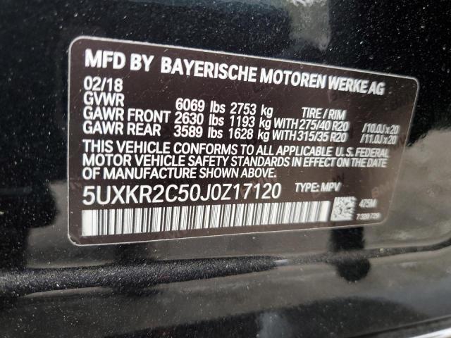 5UXKR2C50J0Z17120 - 2018 BMW X5 SDRIVE35I BLACK photo 13