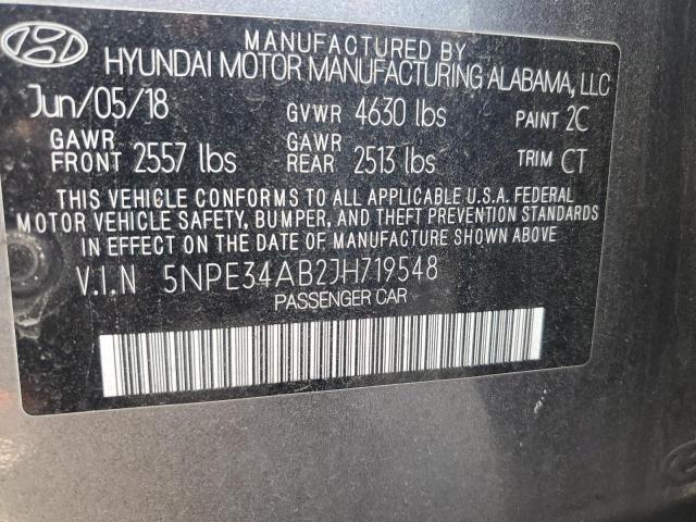 5NPE34AB2JH719548 - 2018 HYUNDAI SONATA SPORT ნაცრისფერი ფოტო 13