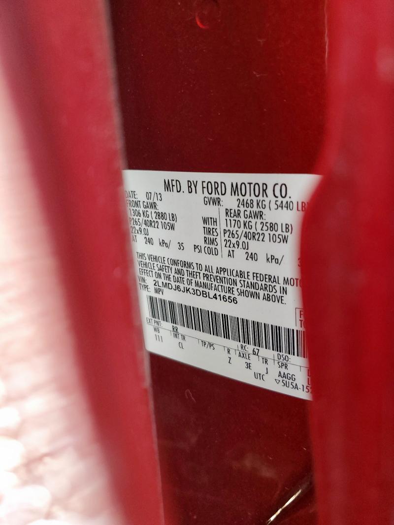 2LMDJ6JK3DBL41656 - 2013 LINCOLN MKX RED photo 14