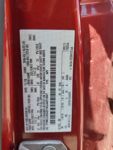 1FMCU0GD1KUA51007 - 2019 FORD ESCAPE SE 红色 照片 13