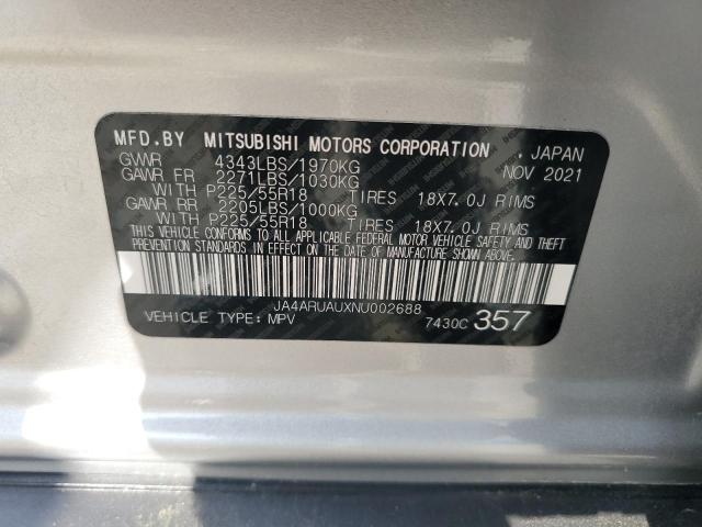 JA4ARUAUXNU002688 - 2022 MITSUBISHI OUTLANDER ES SILVER photo 14