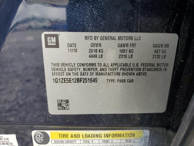 1G1ZE5E12BF251649 - 2011 CHEVROLET MALIBU LTZ 蓝色 照片 12