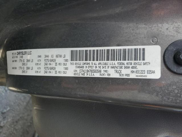 1D7HU18N78S583508 - 2008 DODGE RAM 1500 ST GRAY photo 12