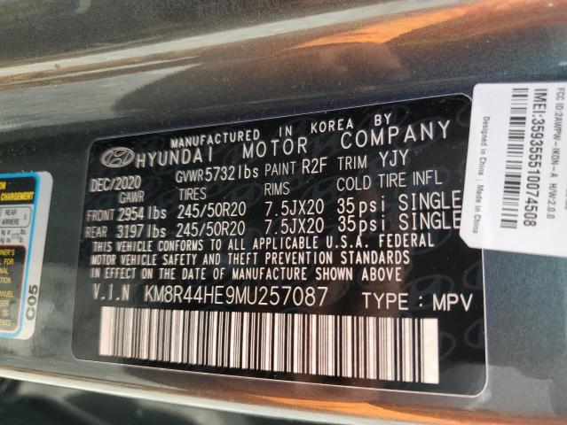 KM8R44HE9MU257087 - 2021 HYUNDAI PALISADE SEL GRAY photo 14