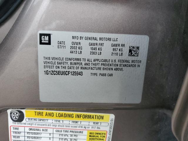 1G1ZC5EU6CF125943 - 2012 CHEVROLET MALIBU 1LT BROWN photo 13