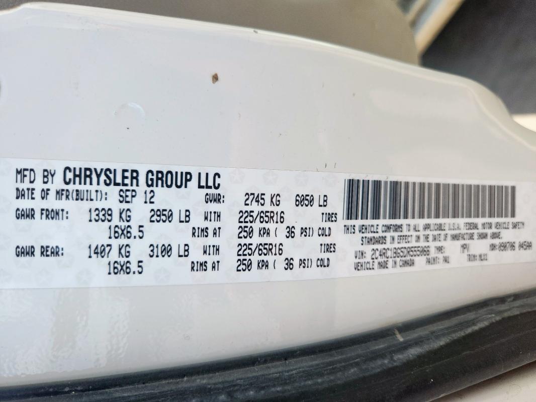 2C4RC1BG5DR555066 - 2013 CHRYSLER TOWN & COU TOURING 白色 照片 13