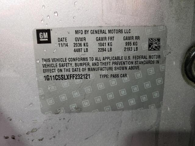 1G11C5SLXFF232121 - 2015 CHEVROLET MALIBU 1LT SILVER photo 12