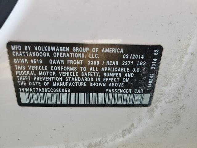 1VWAT7A36EC085653 - 2014 VOLKSWAGEN PASSAT S WHITE photo 24