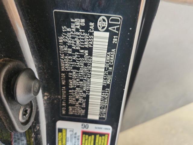 2T1BURHE4FC367662 - 2015 TOYOTA COROLLA L BLACK photo 12