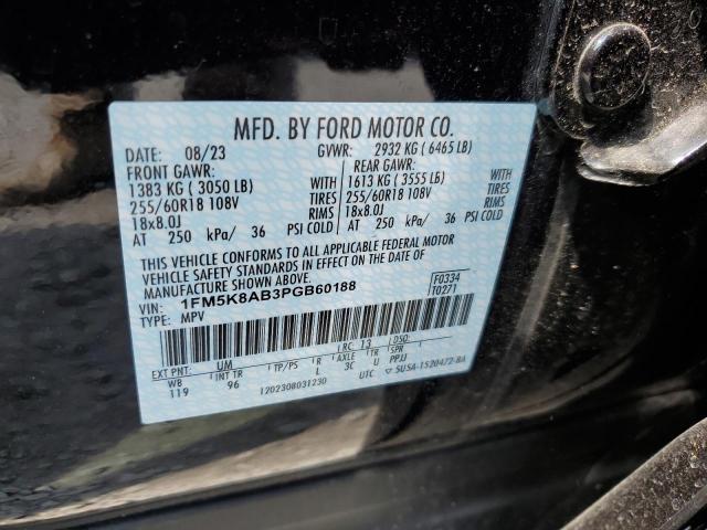 1FM5K8AB3PGB60188 - 2023 FORD EXPLORER POLICE INTERCEPTOR 黑色 照片 12