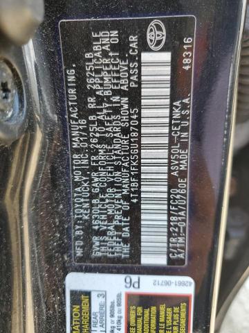 4T1BF1FK5GU187045 - 2016 TOYOTA CAMRY LE BLACK photo 12