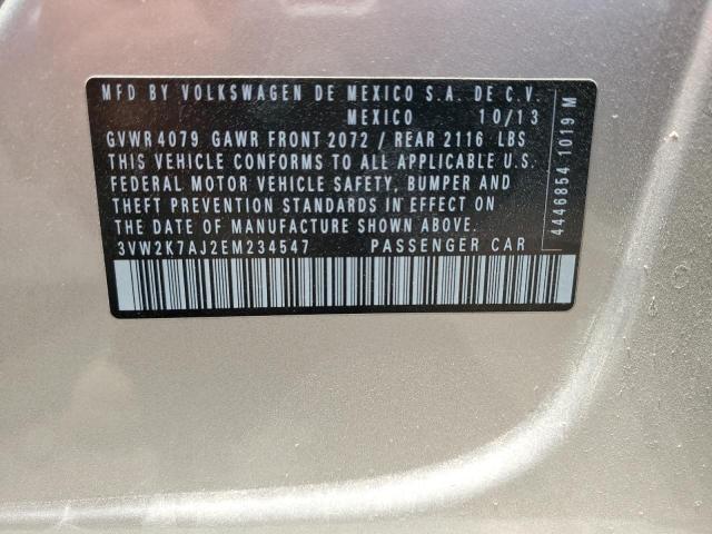 3VW2K7AJ2EM234547 - 2014 VOLKSWAGEN JETTA BASE 金色 照片 13