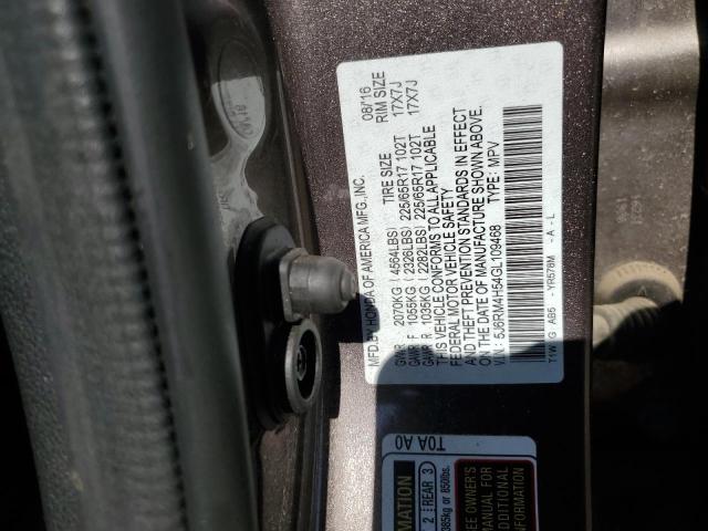 5J6RM4H54GL109468 - 2016 HONDA CR-V EX GRAY photo 12