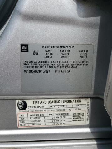 1G1ZH57B094187890 - 2009 CHEVROLET MALIBU 1LT Gümüş foto 12