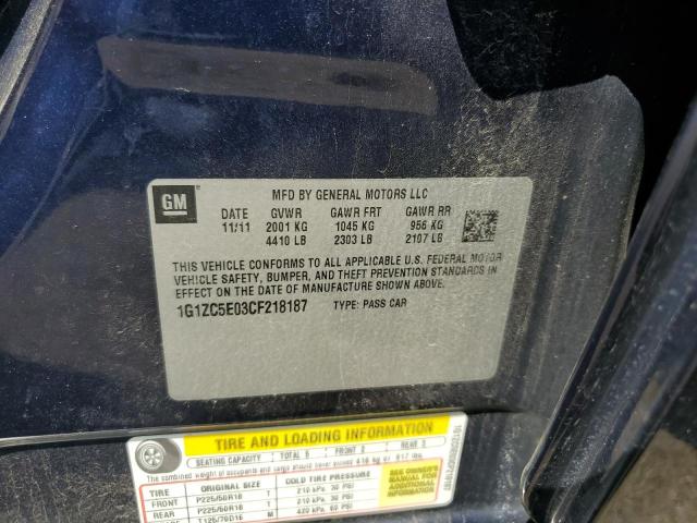 1G1ZC5E03CF218187 - 2012 CHEVROLET MALIBU 1LT 蓝色 照片 12