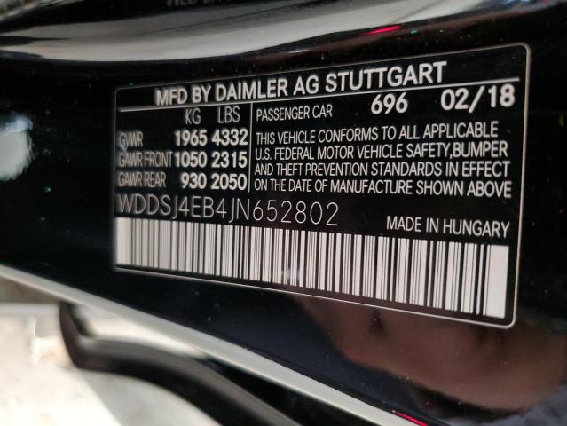 WDDSJ4EB4JN652802 - 2018 MERCEDES-BENZ CLA 250 BLACK photo 12