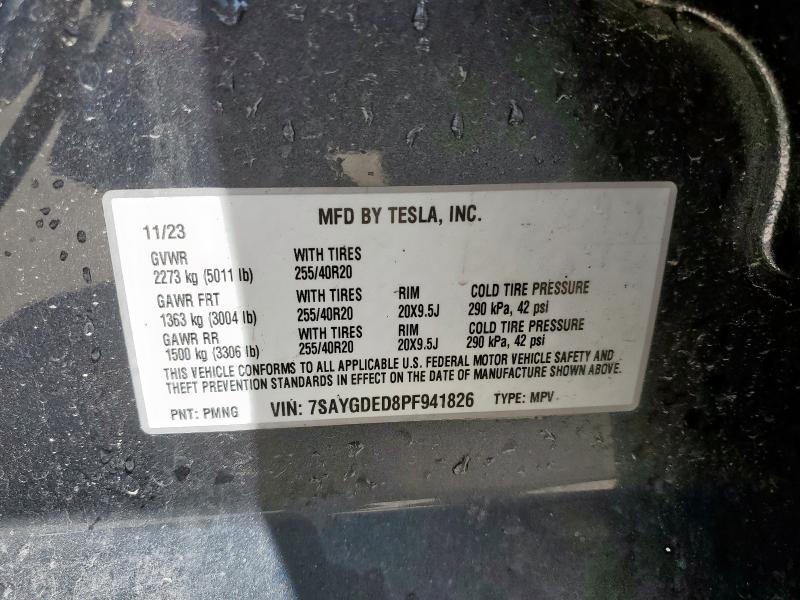 7SAYGDED8PF941826 - 2023 TESLA MODEL Y Boz foto 12