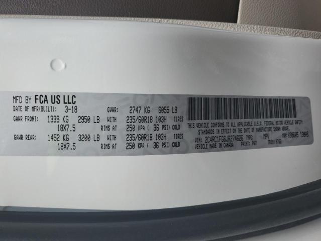 2C4RC1FG6JR274626 - 2018 CHRYSLER PACIFICA TOURING PLUS Ağ foto 12