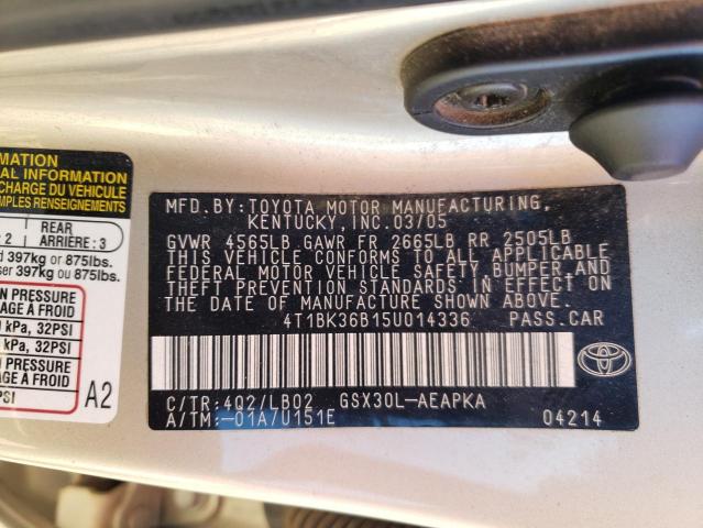 4T1BK36B15U014336 - 2005 TOYOTA AVALON XL GOLD photo 12