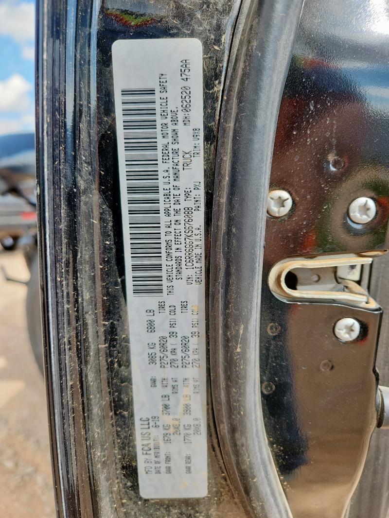 1C6RR6GG7KS676088 - 2019 RAM 1500 CLASS SLT BLACK photo 12