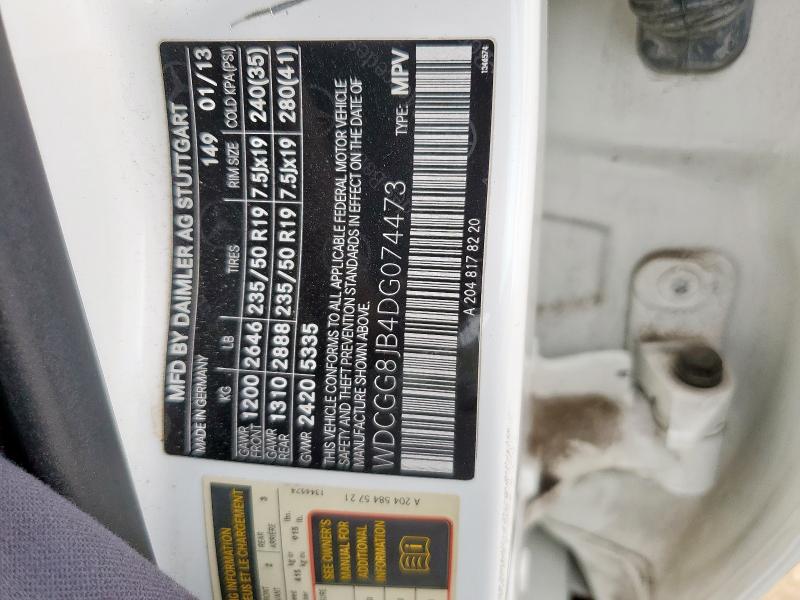 WDCGG8JB4DG074473 - 2013 MERCEDES-BENZ GLK 350 4MATIC WHITE photo 14