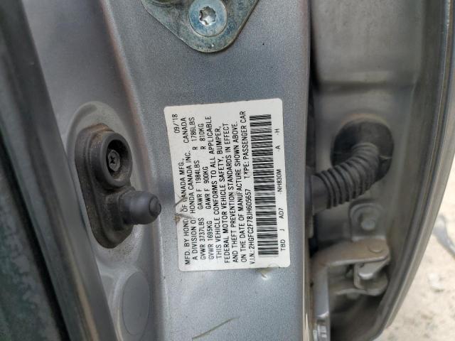 2HGFC2F78JH605657 - 2018 HONDA CIVIC EX ვერცხლისფერი ფოტო 12