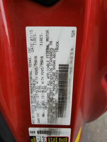 5TFUX4EN9FX039677 - 2015 TOYOTA TACOMA ACCESS CAB წითელი ფოტო 12