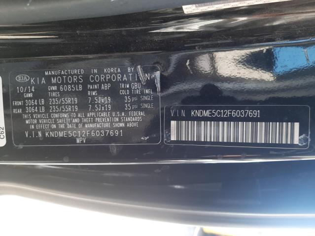 KNDME5C12F6037691 - 2015 KIA SEDONA SXL BLACK photo 10