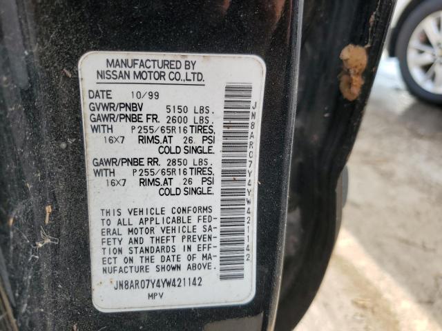 JN8AR07Y4YW421142 - 2000 NISSAN PATHFINDER LE 黑色 照片 13