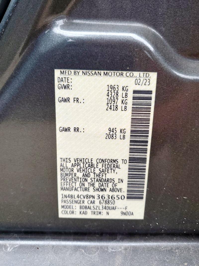 1N4BL4CV8PN363650 - 2023 NISSAN ALTIMA SR 灰色 照片 12
