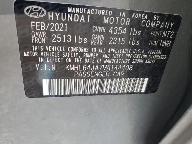 KMHL64JA7MA144408 - 2021 HYUNDAI SONATA SEL GRAY photo 12