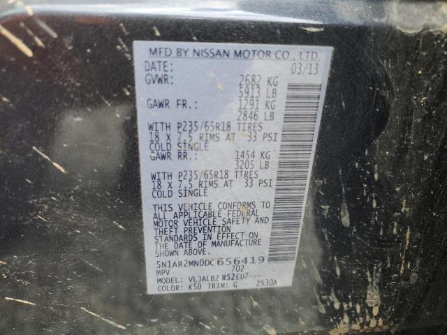 5N1AR2MN0DC656419 - 2013 NISSAN PATHFINDER S GRAY photo 13