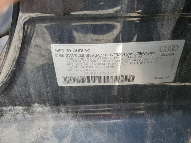 WAUDF78E58A132070 - 2008 AUDI A4 2.0T QUATTRO BLACK photo 12