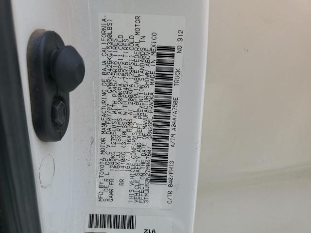 3TMJU62N27M047607 - 2007 TOYOTA TACOMA DOUBLE CAB PRERUNNER WHITE photo 12