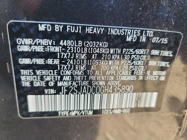 JF2SJADC0GH435890 - 2016 SUBARU FORESTER 2.5I PREMIUM შავი ფოტო 14