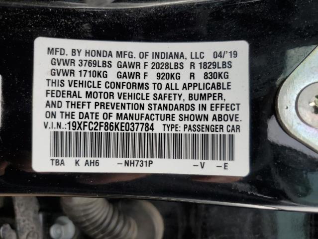 19XFC2F86KE037784 - 2019 HONDA CIVIC SPORT 黑色 照片 12