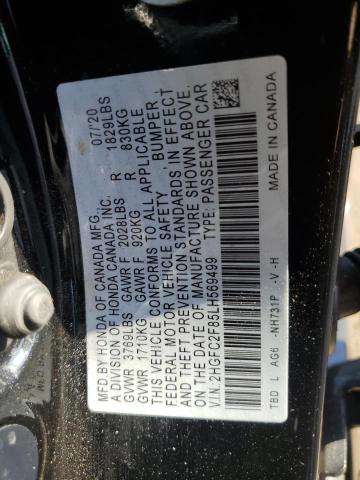 2HGFC2F85LH569499 - 2020 HONDA CIVIC SPORT 黑色 照片 13