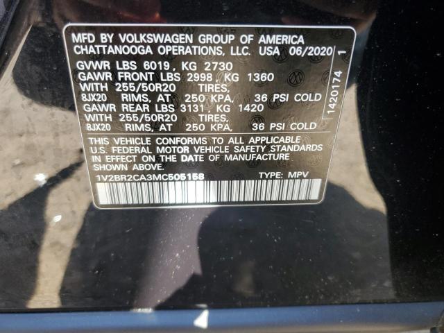 1V2BR2CA3MC505158 - 2021 VOLKSWAGEN ATLAS SEL BLACK photo 13
