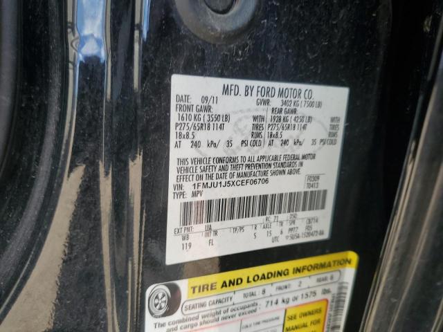 1FMJU1J5XCEF06706 - 2012 FORD EXPEDITION XLT BLACK photo 12