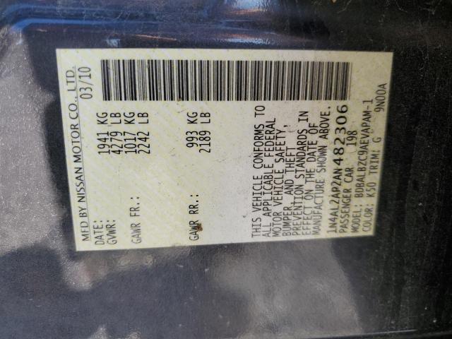 1N4AL2AP2AN482306 - 2010 NISSAN ALTIMA BASE ნაცრისფერი ფოტო 12