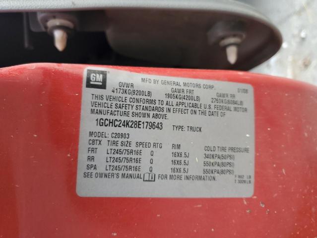 1GCHC24K28E179643 - 2008 CHEVROLET SILVERADO C2500 HEAVY DUTY RED photo 13