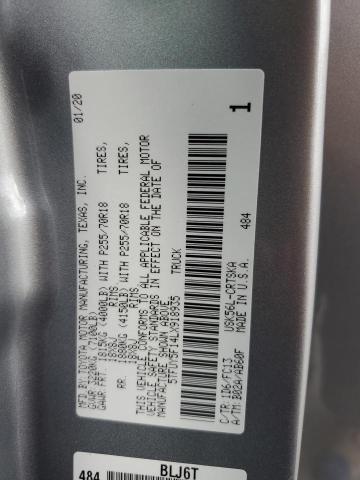 5TFUY5F14LX918935 - 2020 TOYOTA TUNDRA DOUBLE CAB SR/SR5 SILVER photo 12