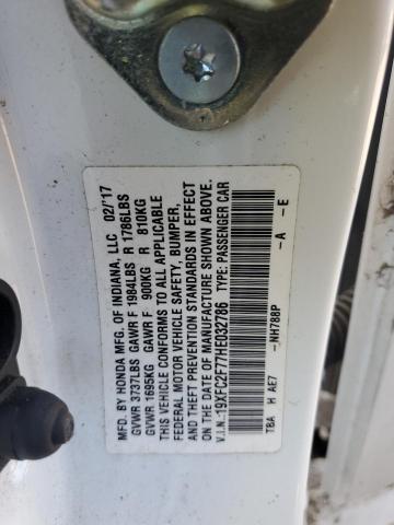 19XFC2F77HE032786 - 2017 HONDA CIVIC EX WHITE photo 12