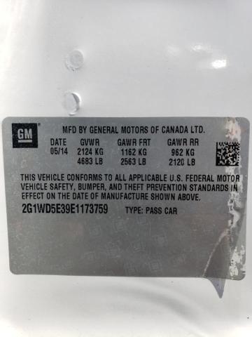 2G1WD5E39E1173759 - 2014 CHEVROLET IMPALA LIM POLICE WHITE photo 12