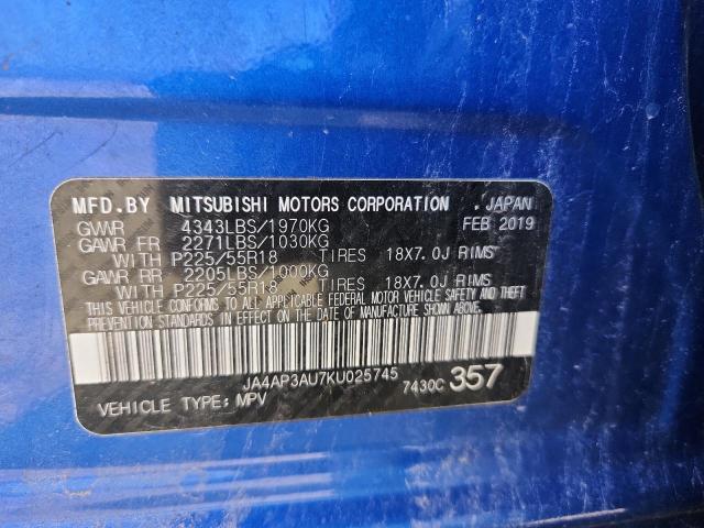 JA4AP3AU7KU025745 - 2019 MITSUBISHI OUTLANDER ES ლურჯი ფოტო 13