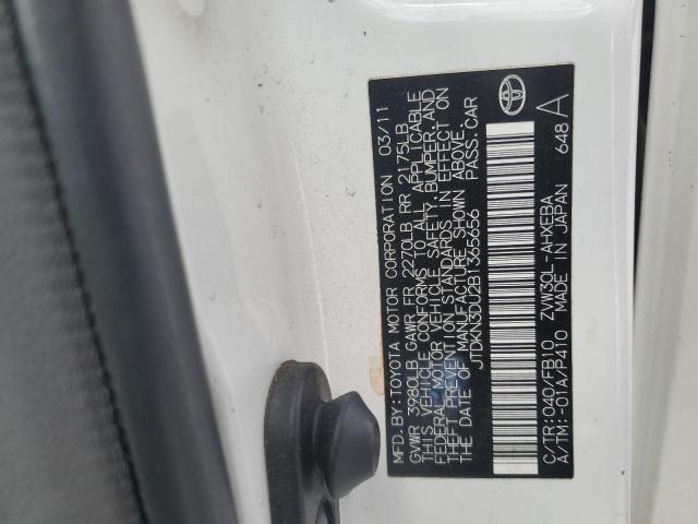 JTDKN3DU2B1365656 - 2011 TOYOTA PRIUS Ақ фото 12